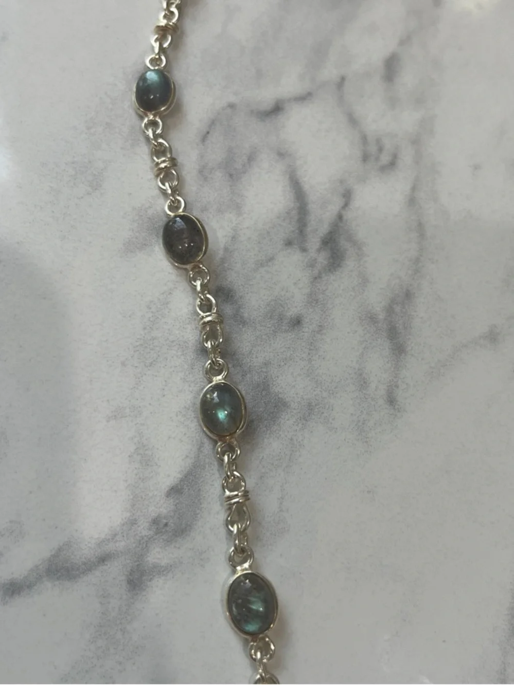 Sterling Silver Labradorite Link Bracelet - 8 inches